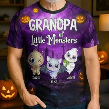 Custom Unisex T-shirt - Personalized Halloween Birthday Gifts For Mom, Grandma - Little Monsters Light Up Halloween